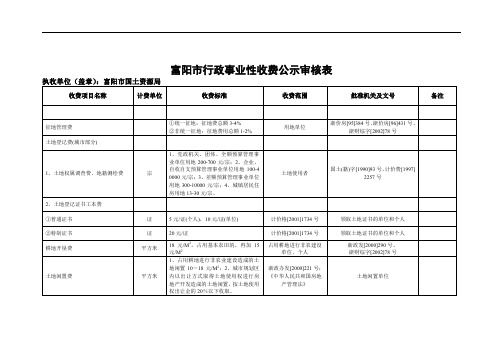 富阳市行政事业性收费公示审核表doc-富阳市行政事业性收.doc