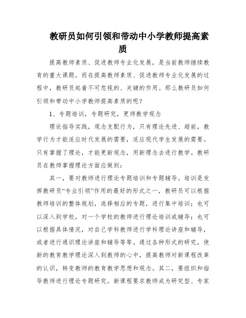 教研员如何引领和带动中小学教师提高素质