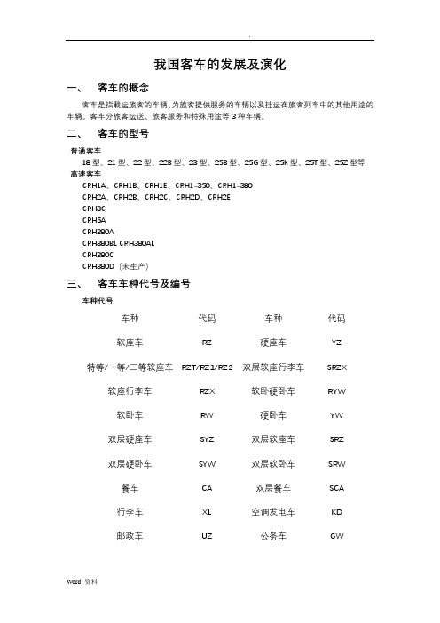 我国主要铁路客车的简介