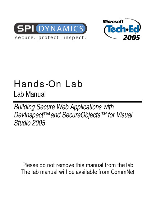 Hands-On Lab Lab Manual 构建安全Web应用程序说明书