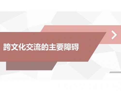 跨文化交流的主要障碍 PPT