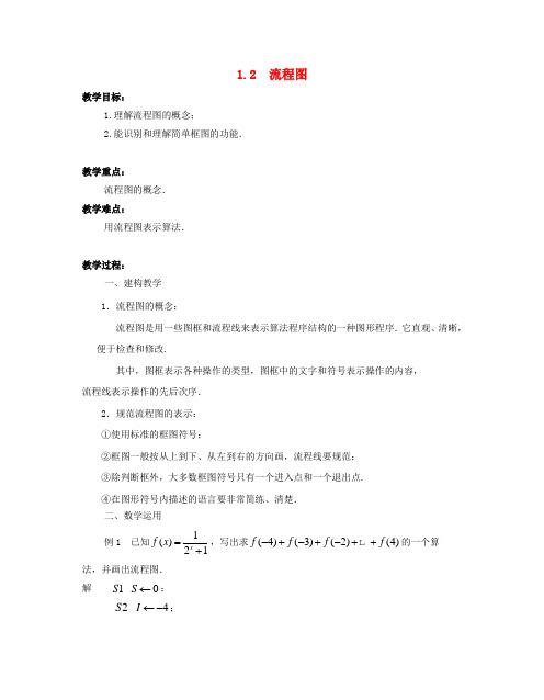 高中数学第一章算法初步1.2流程图教案苏教版必修