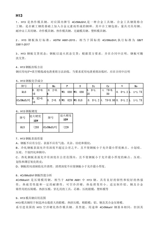 H13热作模具钢材质分析及成分性能