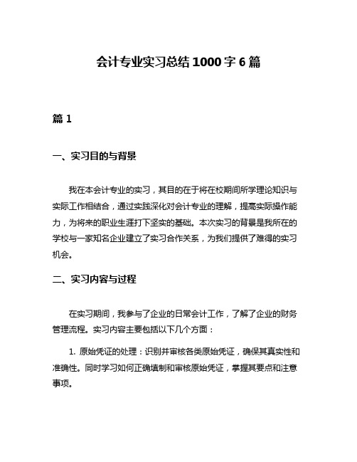 会计专业实习总结1000字6篇