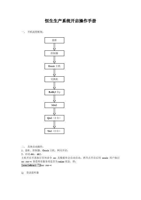 恒生生产系统开机操作手册