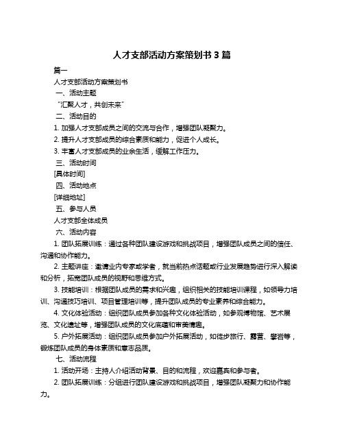 人才支部活动方案策划书3篇