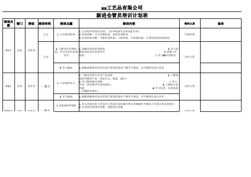 仓库管理员培训计划表