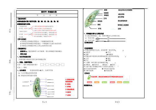 七年级生物《单细胞生物》导学案