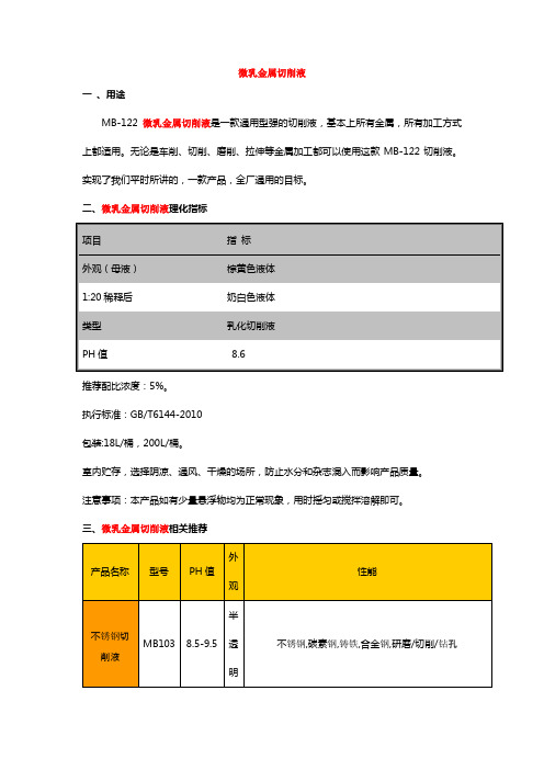 微乳金属切削液