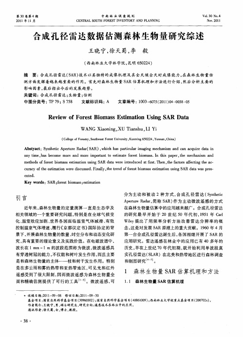 合成孔径雷达数据估测森林生物量研究综述