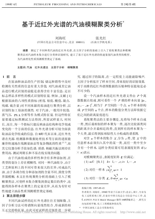 基于近红外光谱的汽油模糊聚类分析