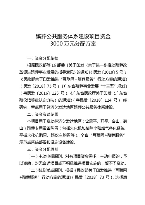 殡葬公共服务体系建设项目资金