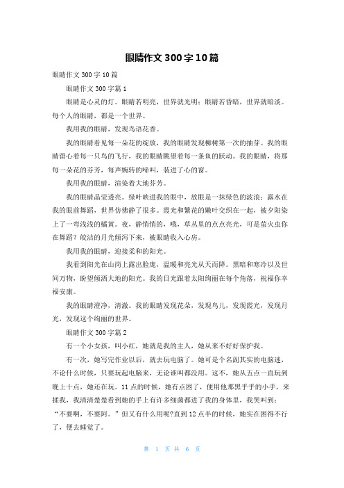 眼睛作文300字10篇