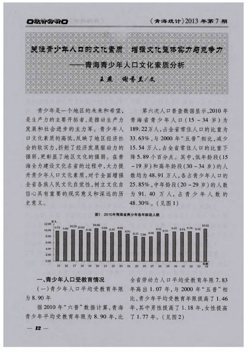 关注青少年人口的文化素质增强文化整体实力与竞争力——青海青少年人口文化素质分析