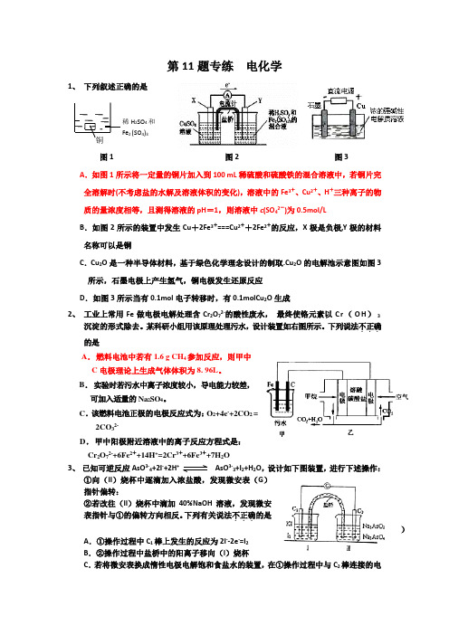 高考理综 第11题强化训练 电化学