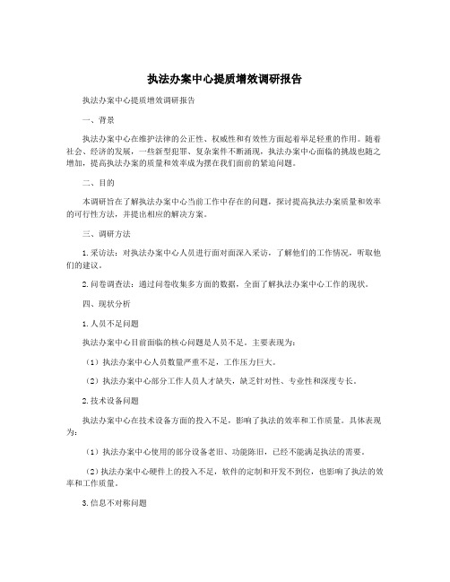 执法办案中心提质增效调研报告