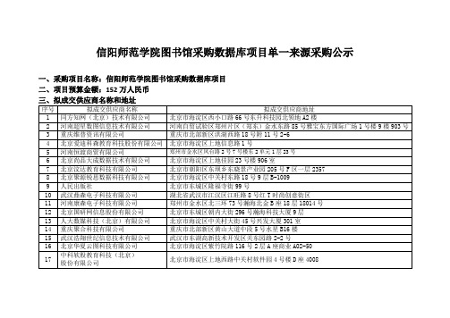 信阳师范学院图书馆采购数据库项目单一来源采购公示