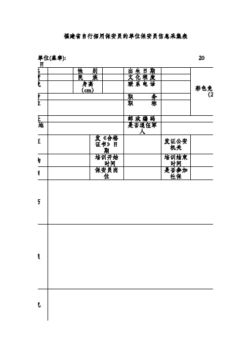 福建省自行招用保安员的单位保安员信息采集表