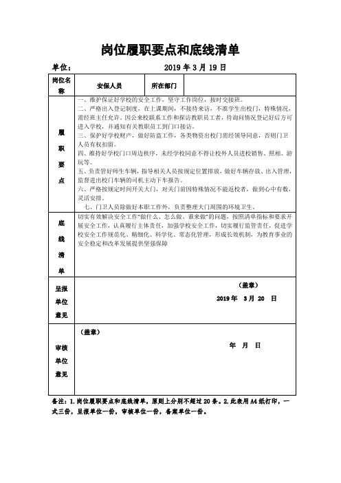 安保人员  两要点和底线清单