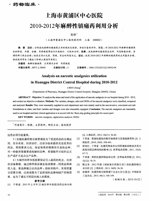 上海市黄浦区中心医院2010—2012年麻醉性镇痛药利用分析