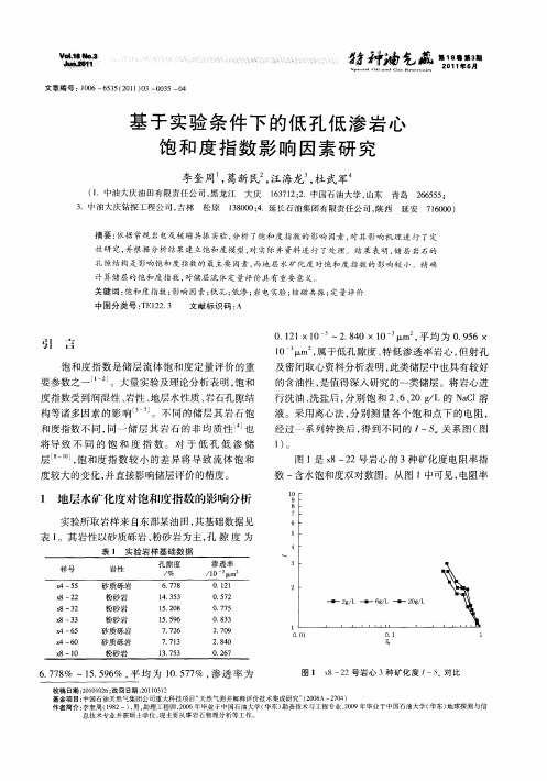 基于实验条件下的低孔低渗岩心饱和度指数影响因素研究