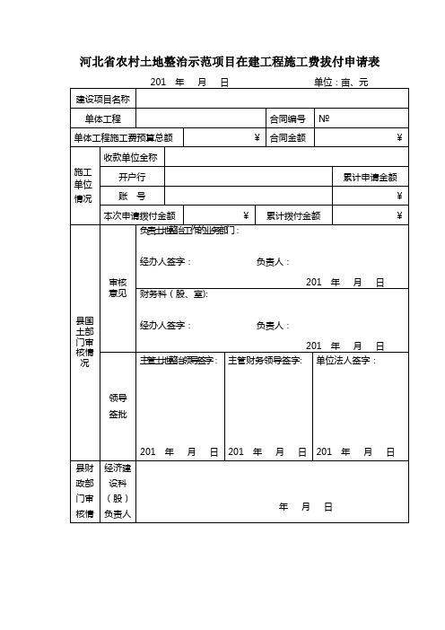 河北省农村土地整治示范项目专用表格【范本模板】