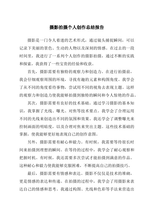 摄影拍摄个人创作总结报告