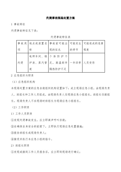 灼烫烫伤事故现场处置方案