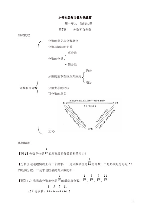 小升初数学总复习知识梳理+练习+答案-分数和百分数 7页