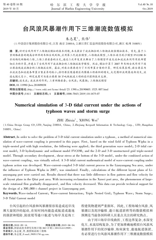 台风浪风暴潮作用下三维潮流数值模拟