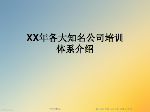 XX年各大知名公司培训体系介绍