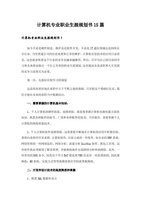 计算机专业职业生涯规划书15篇