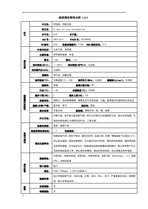 硅烷理化特性分析