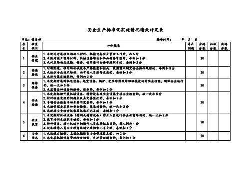 安全标准化绩效评定表