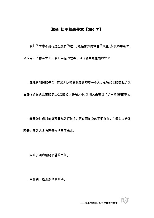 逆光 初中精选作文【250字】