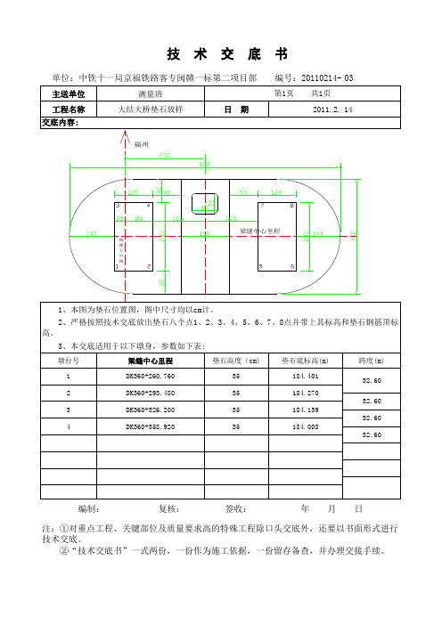 垫石放样技术交底