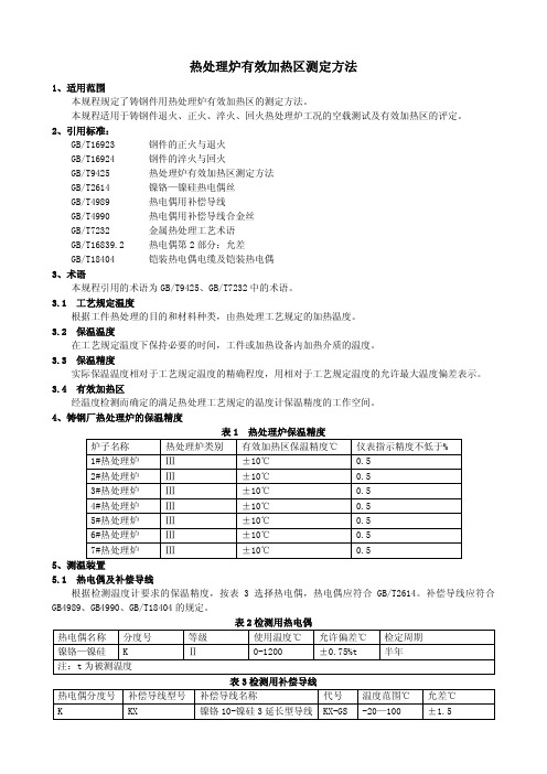 热处理炉有效加热区测定方法