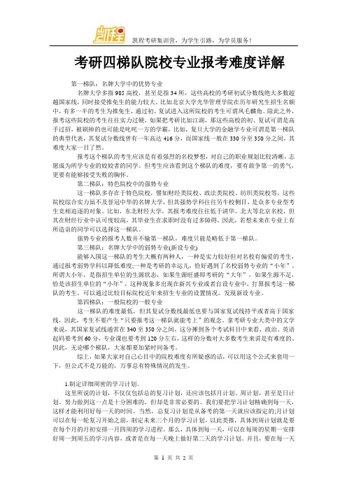 考研四梯队院校专业报考难度详解