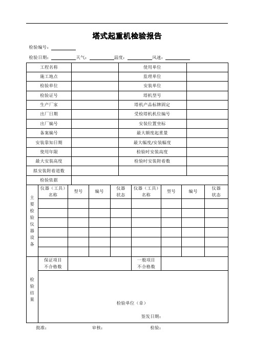 塔式起重机检验报告讲述