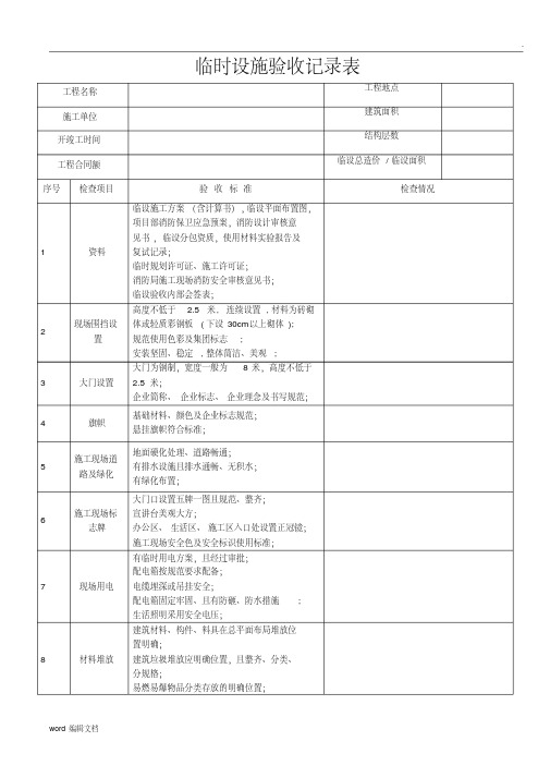 临时设施验收记录表