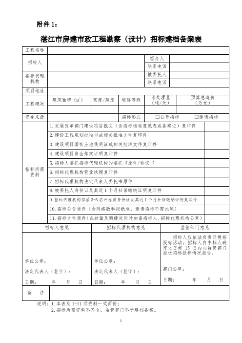 湛江市房屋建筑和市政基础设施工程招标活动备案合法合规性审查注意事项附件