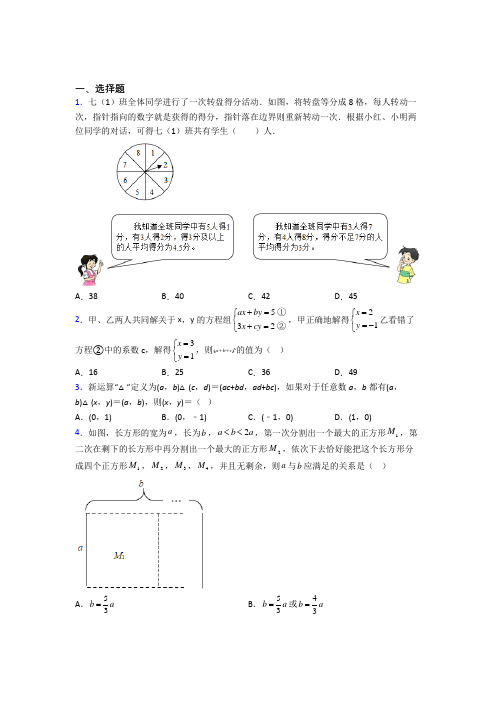 人教版七年级数学下学期二元一次方程组试题及答案