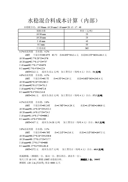 水稳内部成本Microsoft Word 文档