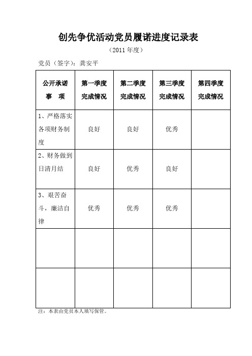 党员履诺进度记录表