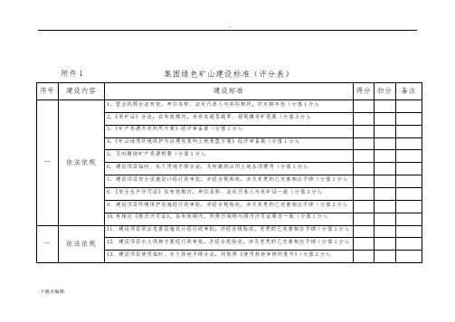 绿色矿山建设标准(评分表)