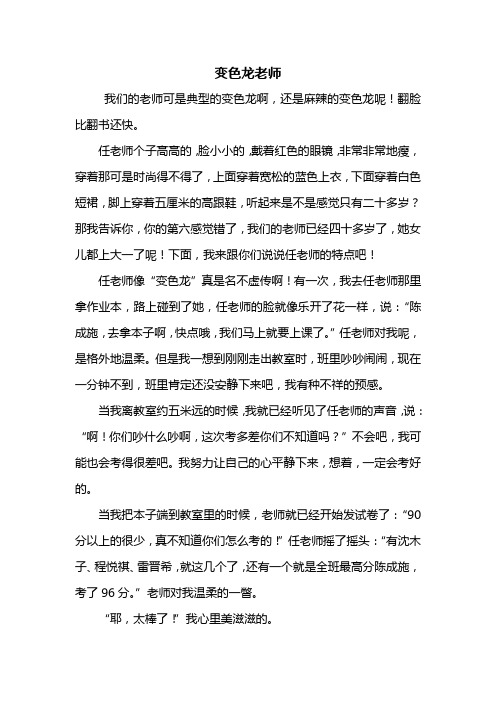 五年级作文:变色龙老师作文800字