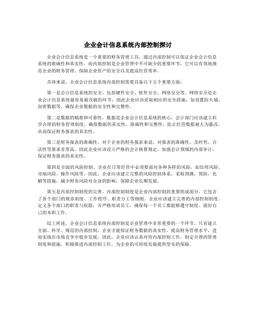 企业会计信息系统内部控制探讨