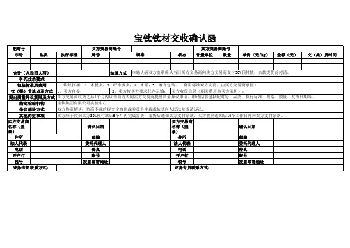 《渤海商品交易所宝钛钛材交收确认函(征求意见稿)》