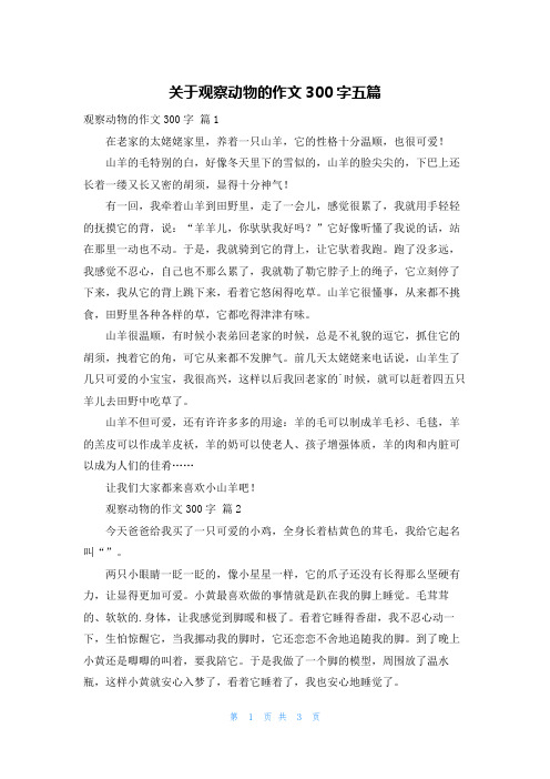 关于观察动物的作文300字五篇