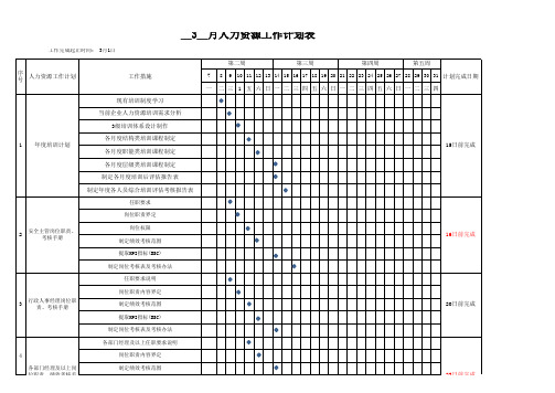 月工作计划及工作进度表